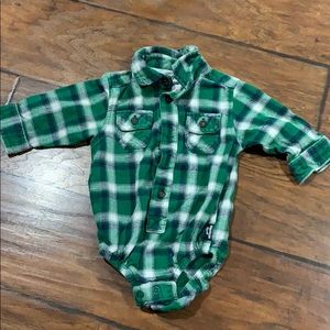 Baby boy flannel plaid onesie